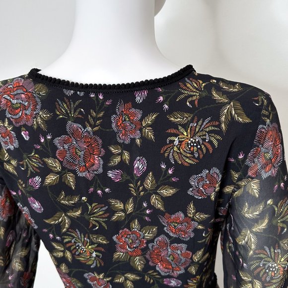 Anthropologie Laia Ines Floral Print Contrast Maxi Dress in Black Motif Size S - Picture 13 of 17